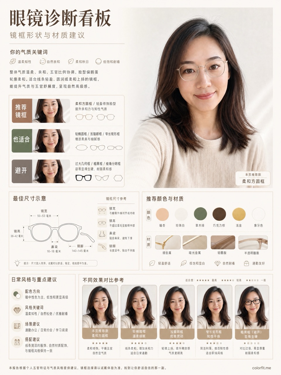 眼镜颜色分析 AI 报告 | colorfit.me
