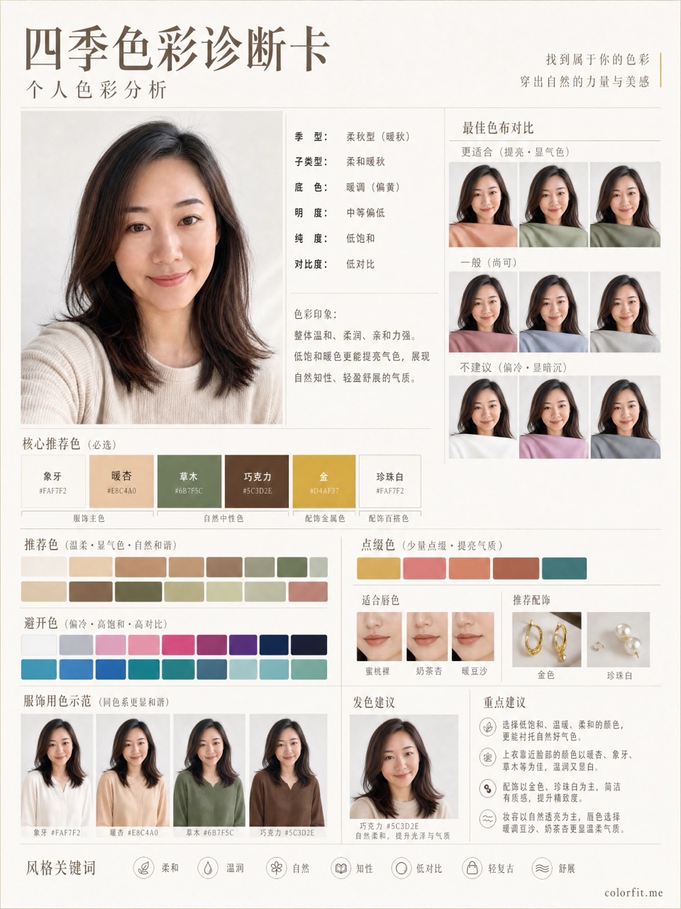 四季色彩诊断卡 example